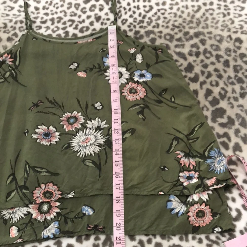 Old Navy Girls Tiered Cami Tank Top in Green Floral Size XXL 16